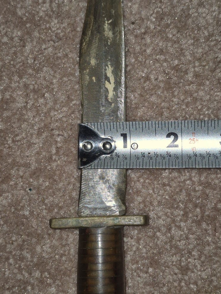 WW2?? Ka-bar Style Knife Solid Brass With Clear Layered Handle Very Solid Heavy