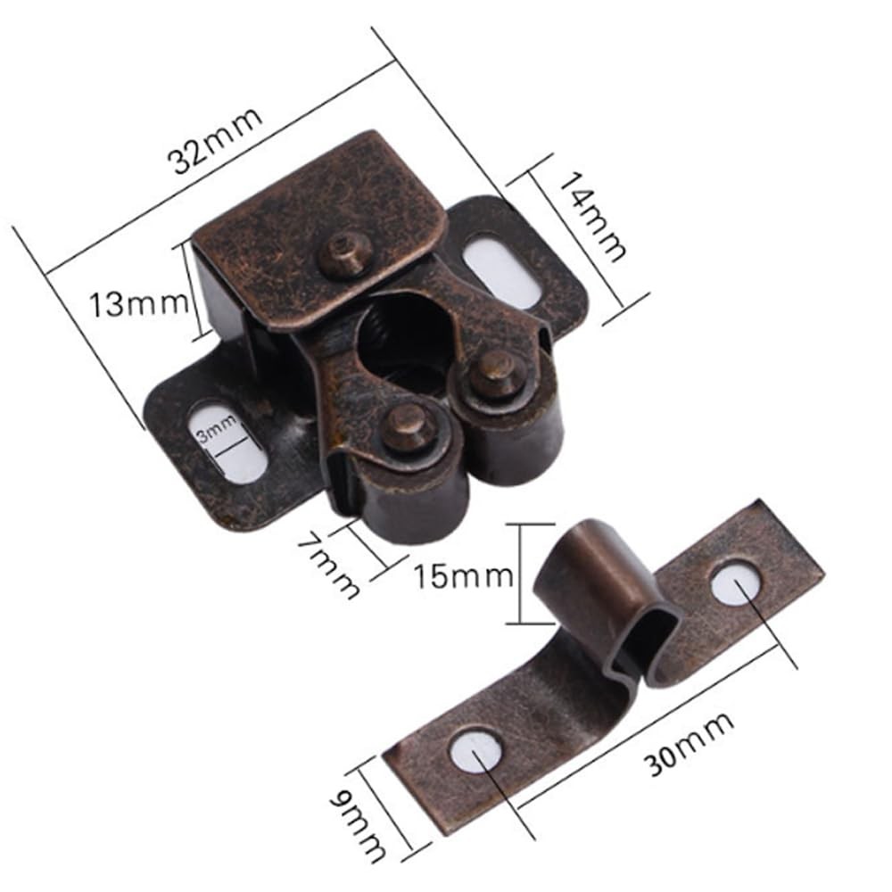 6 Pack Double Roller Catch with Spear Strike Cabinet Closet Doors Roller Catch