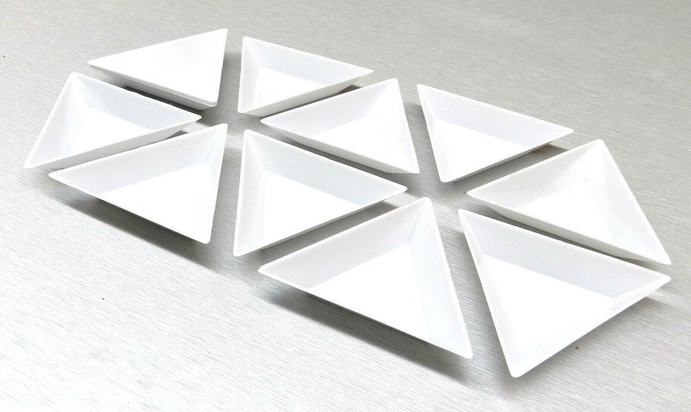 Sorting Trays Plastic Triangular White 10 Pcs Beads Colored Stones Crafts Hobby