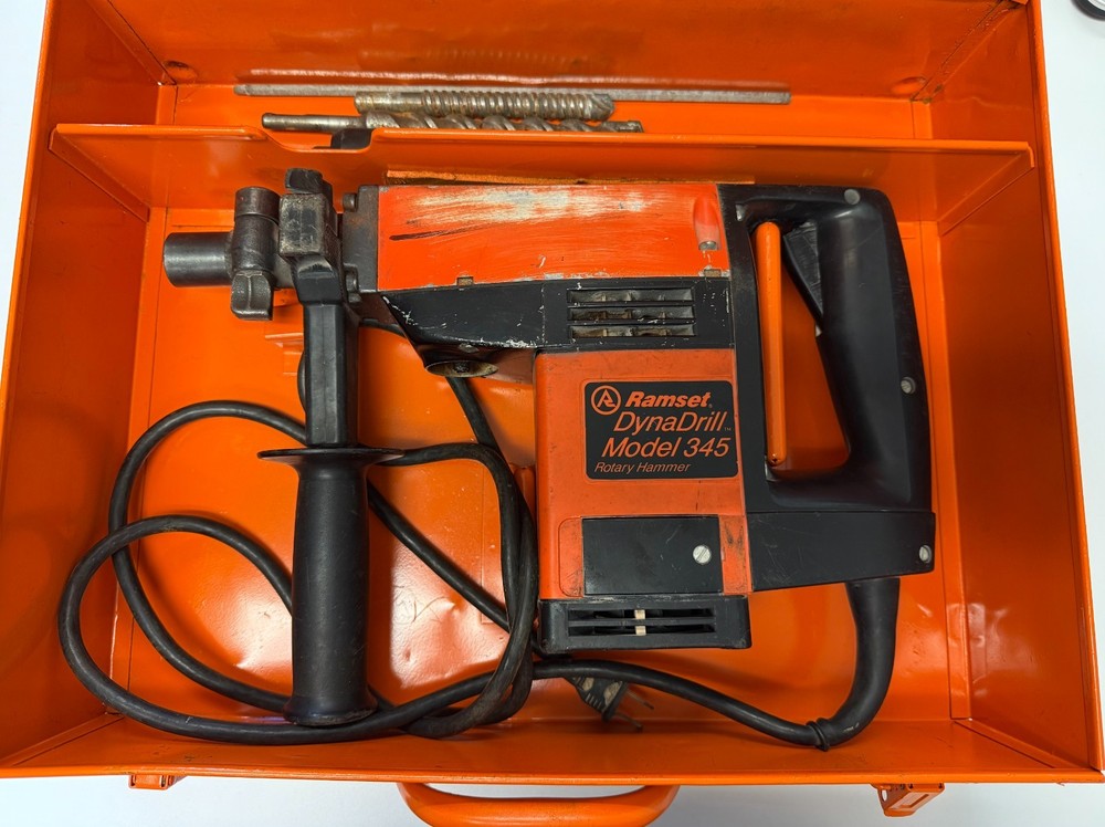 Ramset DynaDrill Rotary Hammer Model 345 w/ Metal Case, Bits & Handle – Tested