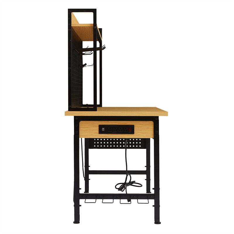 48'' Adjustable Workbench with pegboard Wooden Desktop Workbench 1600 lbs