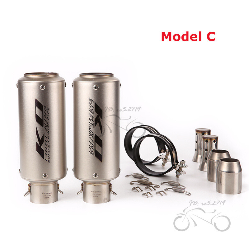 51mm Motorcycle Exhaust Tips Pair Universal Muffler Tail Pipe Left/Right System