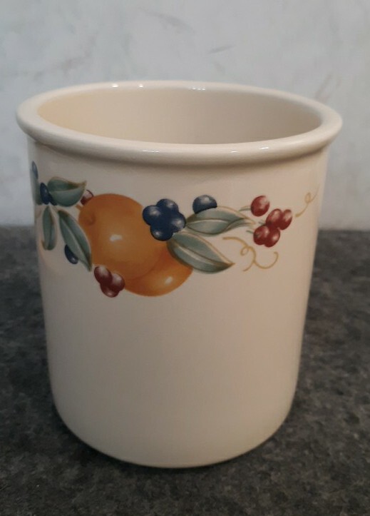 Corelle Abundance Fruit Pattern Utensil Holder Crock 5 " Tall