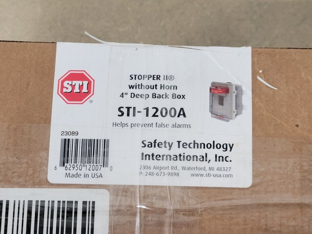 SURPLUS NEW sti STI-1200A 4" Deep Back Box – Safety