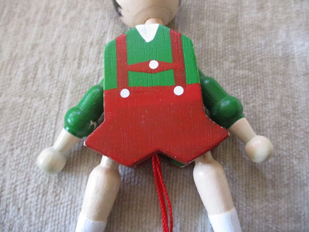 Handcrafted Wooden Bavarian Acrobat Toy Pull String Decor