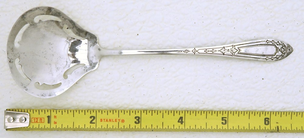 Pierced Silver Serving Straining Spoon Marked Weidlich circa 1920 No Monogram