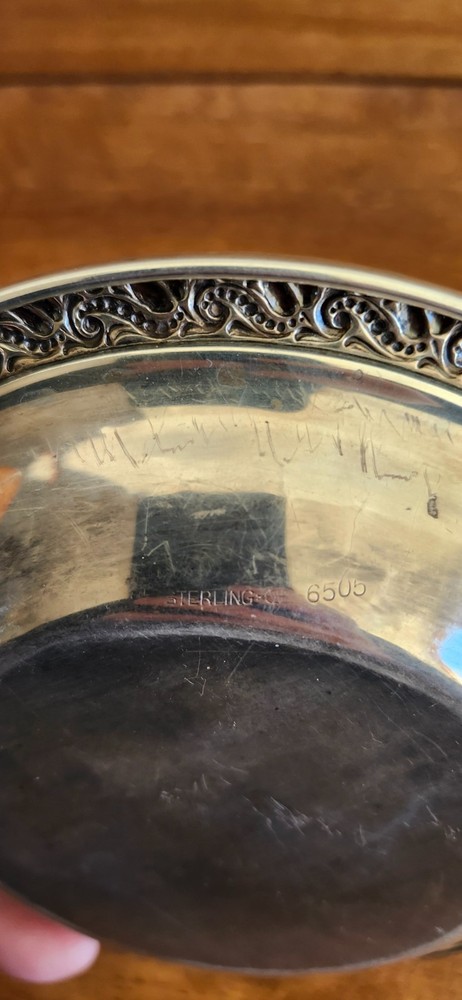 Smal Sterling Silver Bowl Decorative Rim