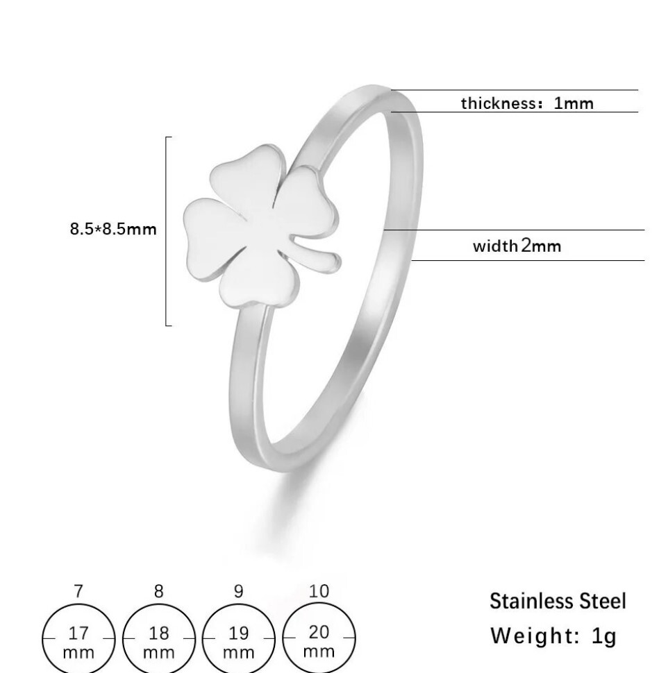 Stainless Steel Silver Clover Ring