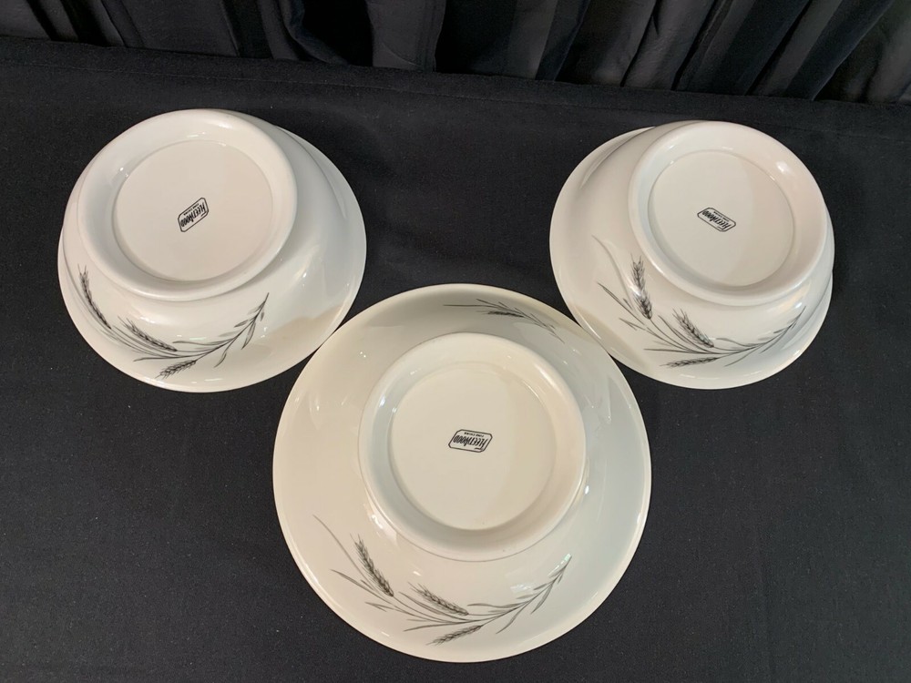 Fleet "WHISPERING WHEAT" Platinum ~ Serving Bowls (2) 7 3/4" ~ (1) 9 1/4" Flared