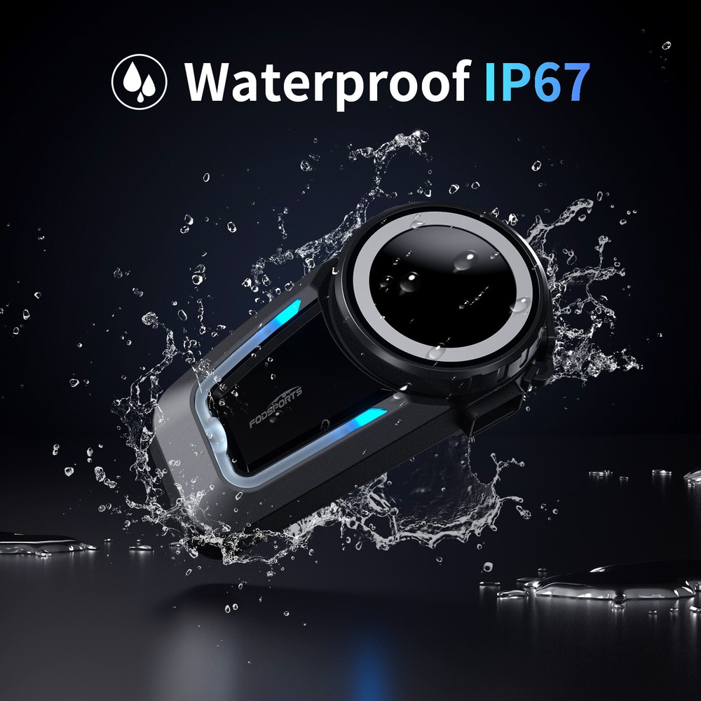 2x FX7 Motorcycle Intercom Headset Bluetooth Helmet 2km 10 Riders Communication