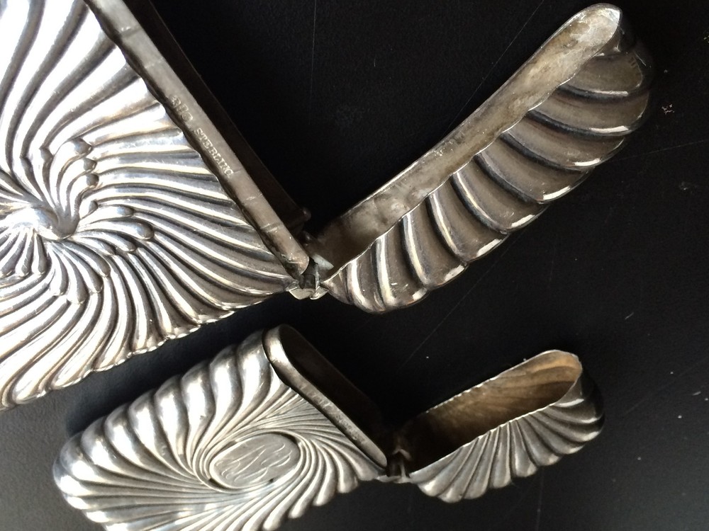 A GORHAM STERLING SILVER CARD CASE CIGARETTE BOX & A MATCHING GORHAM MATCH SAFE