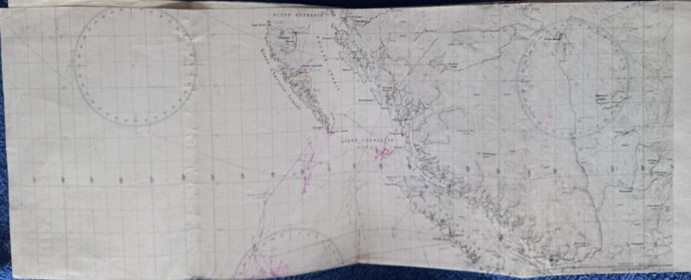 Vintage US Navy Navigation Chart 1943 Portion Restricted Pacific Coast