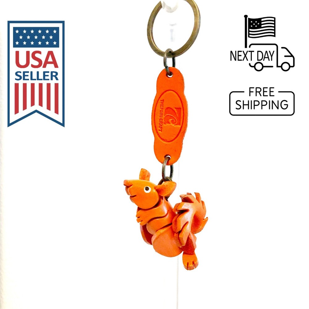 Squirrel Handmade Leather Keyring