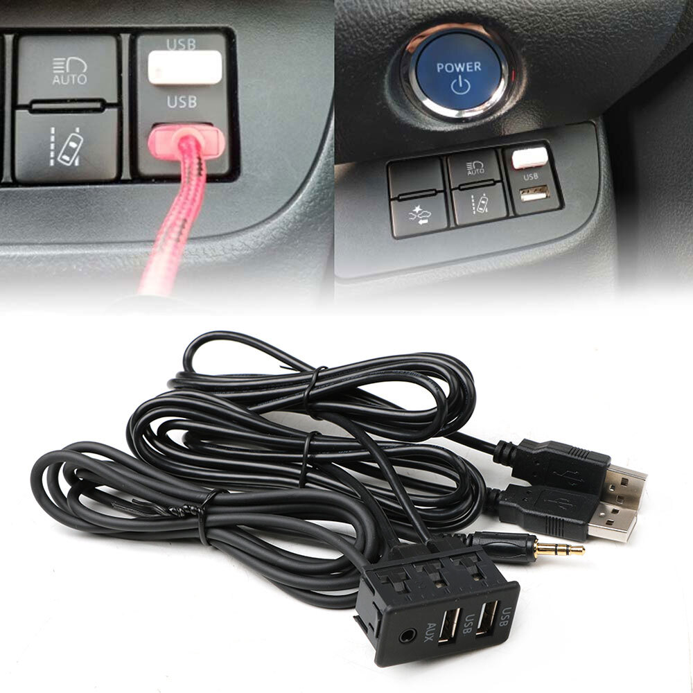 US Car Dash Flush Mount AUX USB Port 1.5M Panel Dual USB Extension Cable Adapter