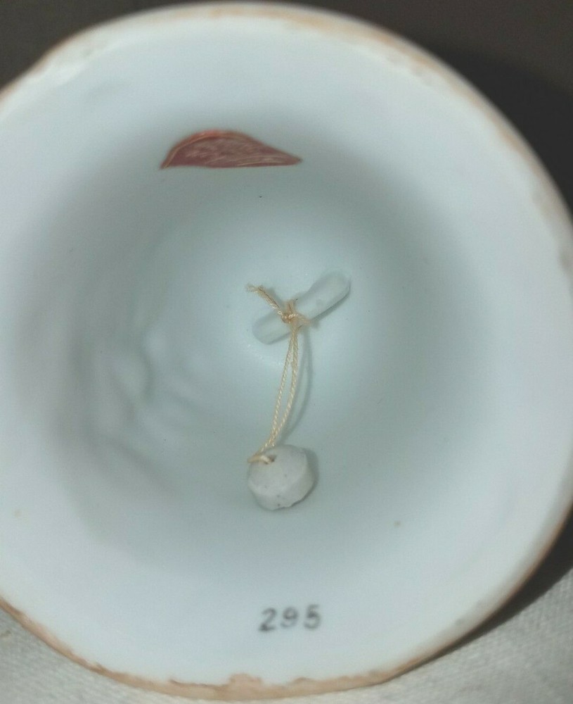 Bell 5" LEFTON Egg Shell White Bisque Raised Relief Cherubs On Front Vintage