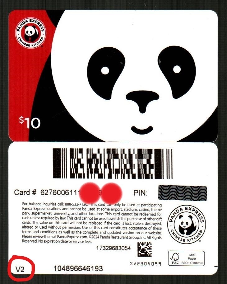 PANDA EXPRESS Panda Face ( 2024 ) Gift Card ( $0 - NO VALUE ) V3