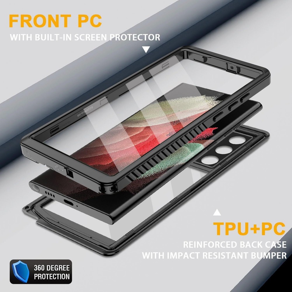 Shockproof Waterproof Case For Galaxy S21, S21+, S21 Ultra Plus Screen Protector