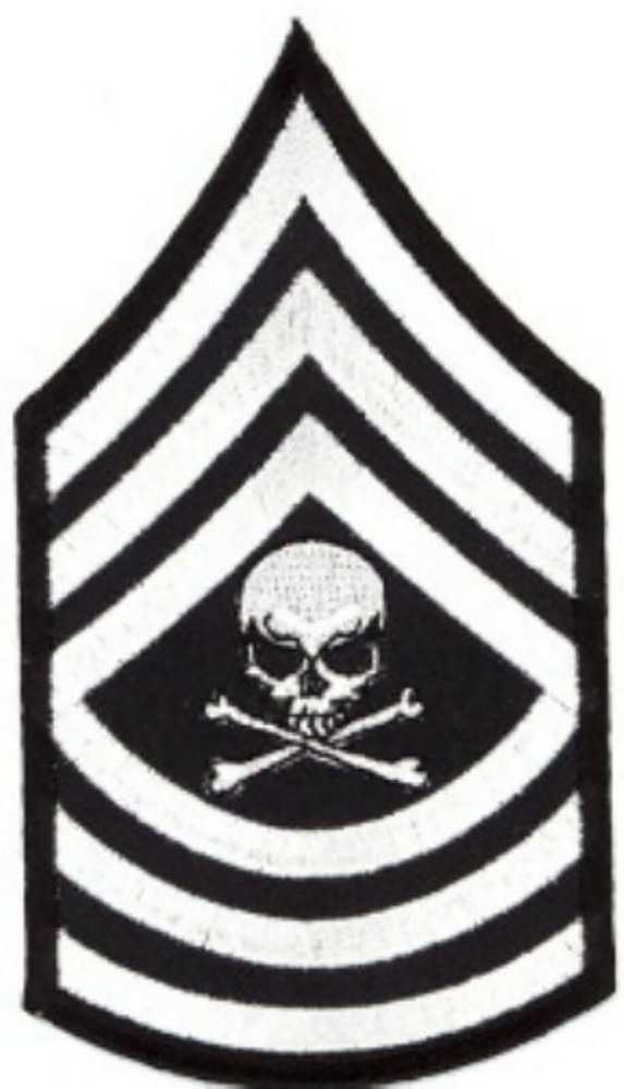 Skull in sergeant (B/W) Embroidered Patch 4.5"x2.5"