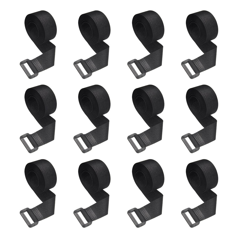 12pcs Reusable Cinch Straps 0.8"x31.5" Hook and Loop Cable Securing Strap, Black