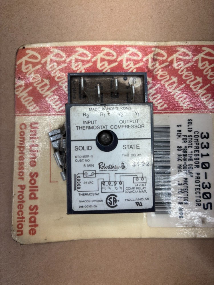 Lot Of 2x Robertshaw 3310-305 Relay Time Delay Compressor Protector Solid State