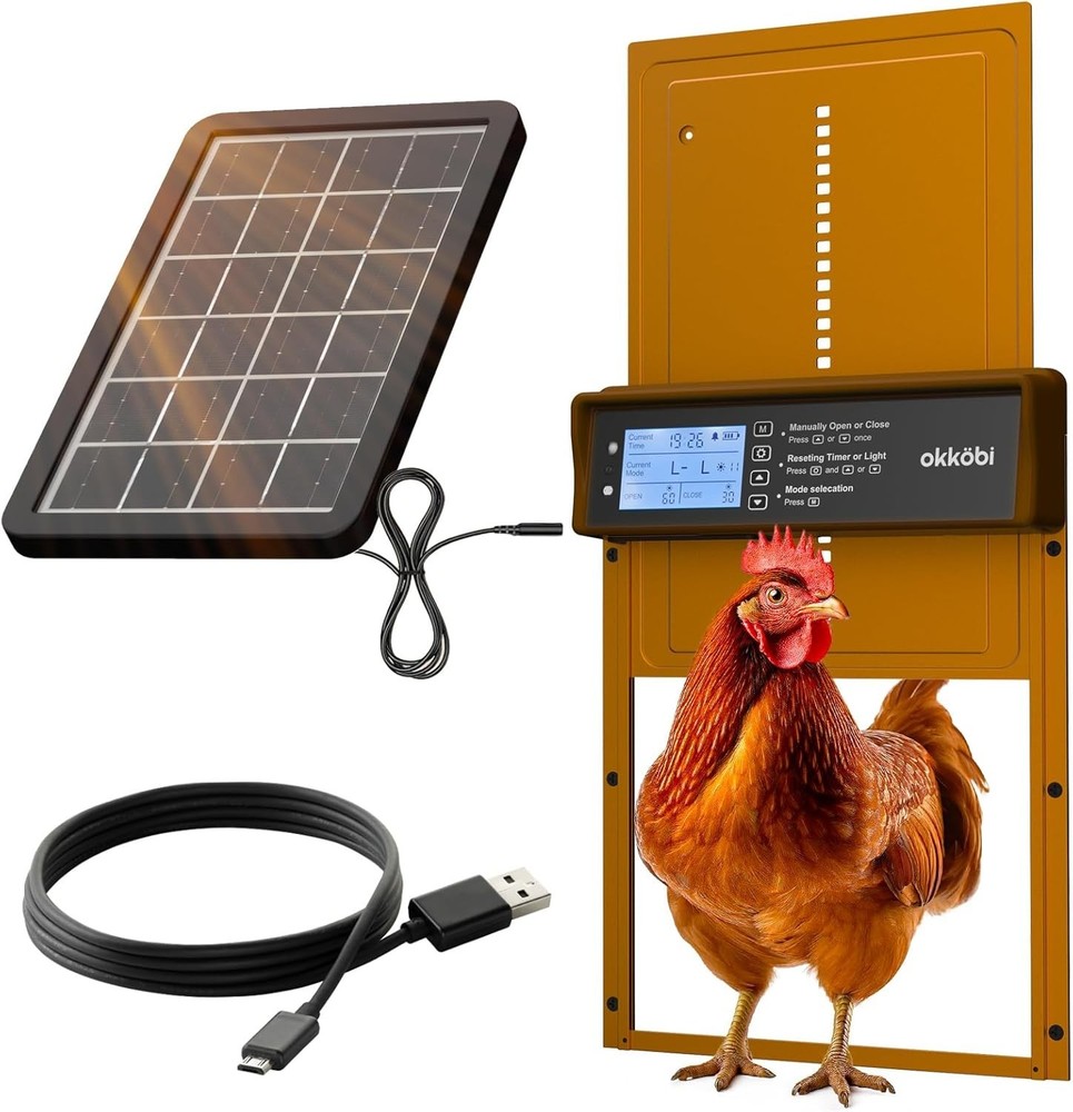Solar Powered Automatic Chicken Coop Door with Timer/Light Sensor Modes