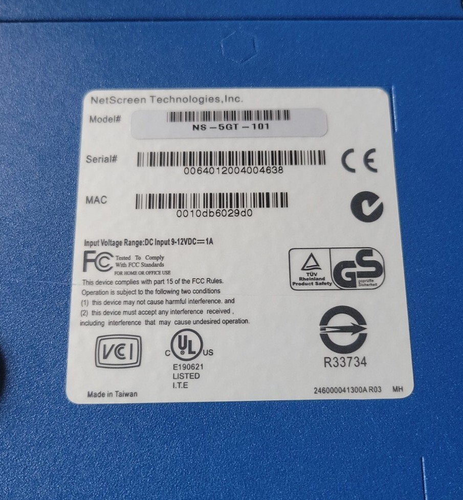 Juniper Networks NetScreen - 5GT Firewall Network Security Appliance NS-5GT-101