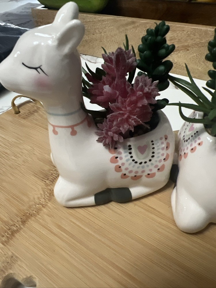 Ceramic Llama Succulent Deco,PACK OF 2.