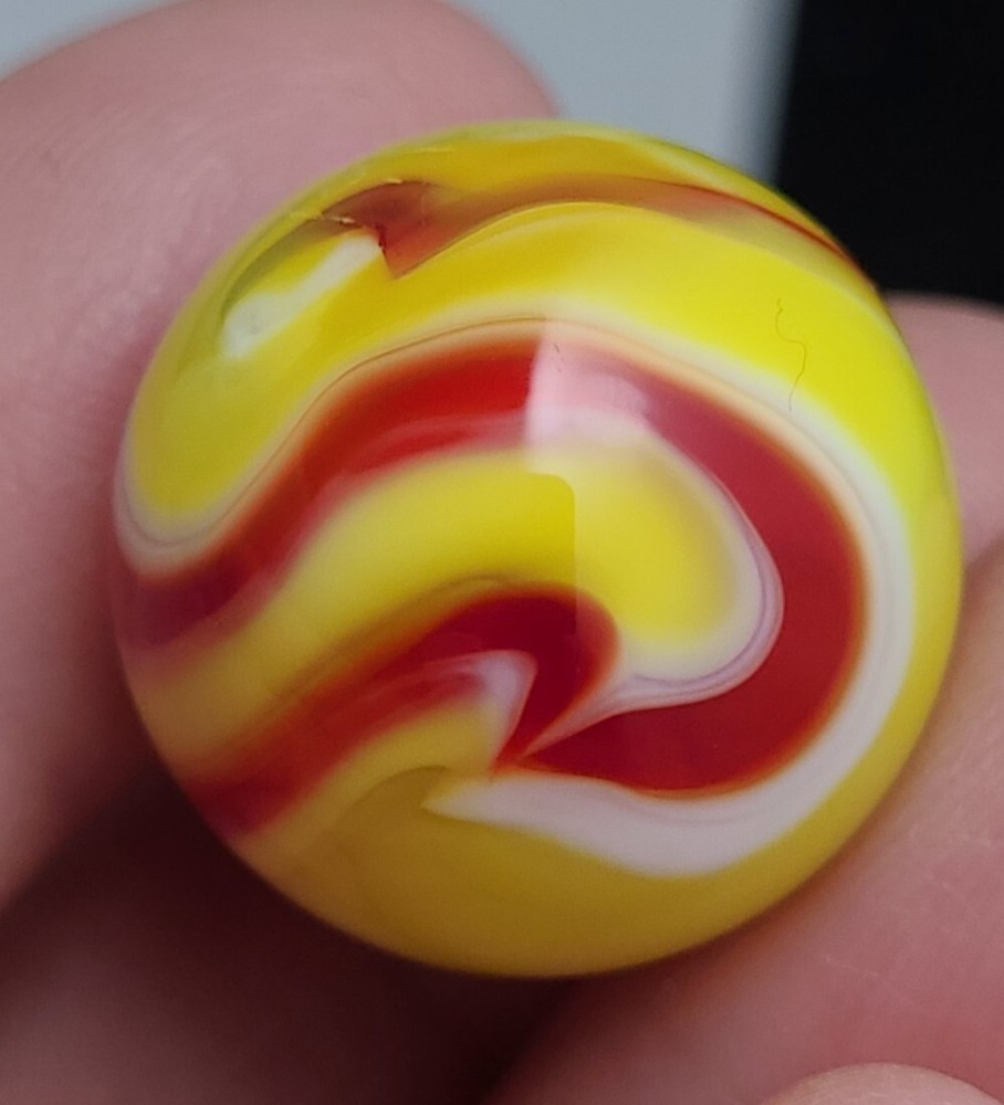 Yellow Red White Marble Signed AF 1998