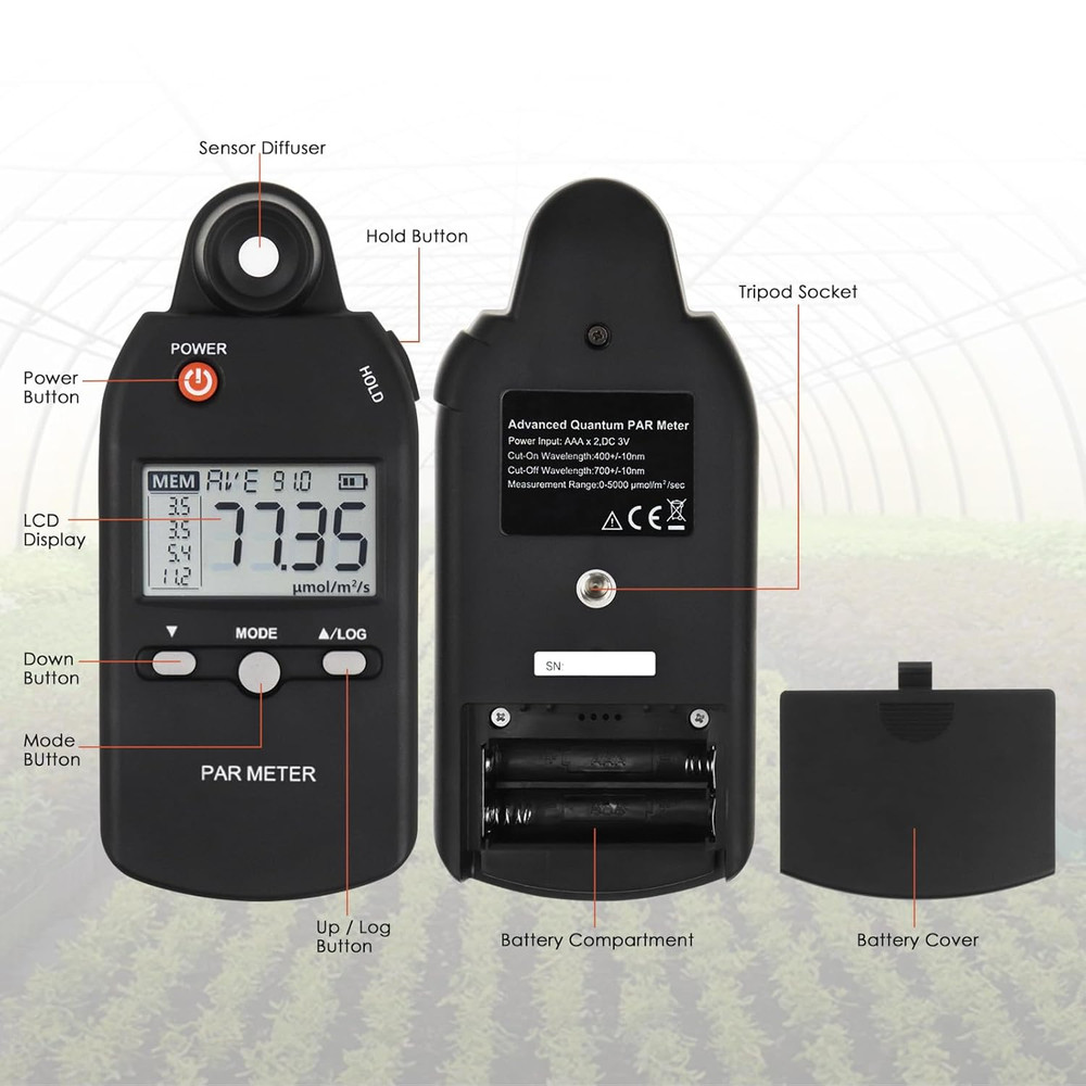 PAR Meter for Led Grow Lights High Precision Quantum Sensor Par Light Meter PPFD