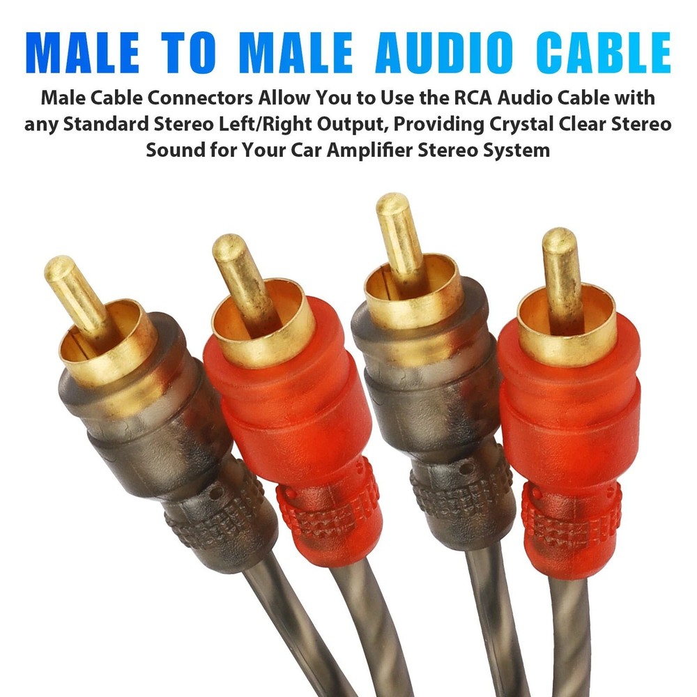 Professional 2PCS RCA Cables 2 Channel Twisted 4Ft Shielded Interconnect Wire