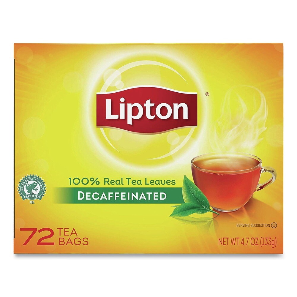 Lipton 290 Tea Bags - Decaffeinated (72/BX) New