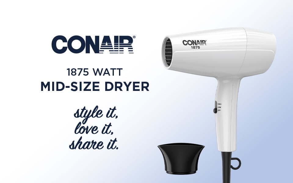 1875 Watt Mid-Size Dryer for Powerful Drying and Styling