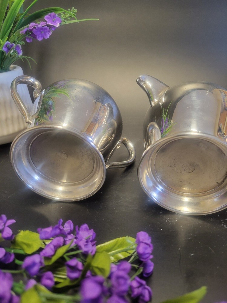 ACADEMY - Silver Plate Cream & Sugar Bowl #116 (Excellent Condition)