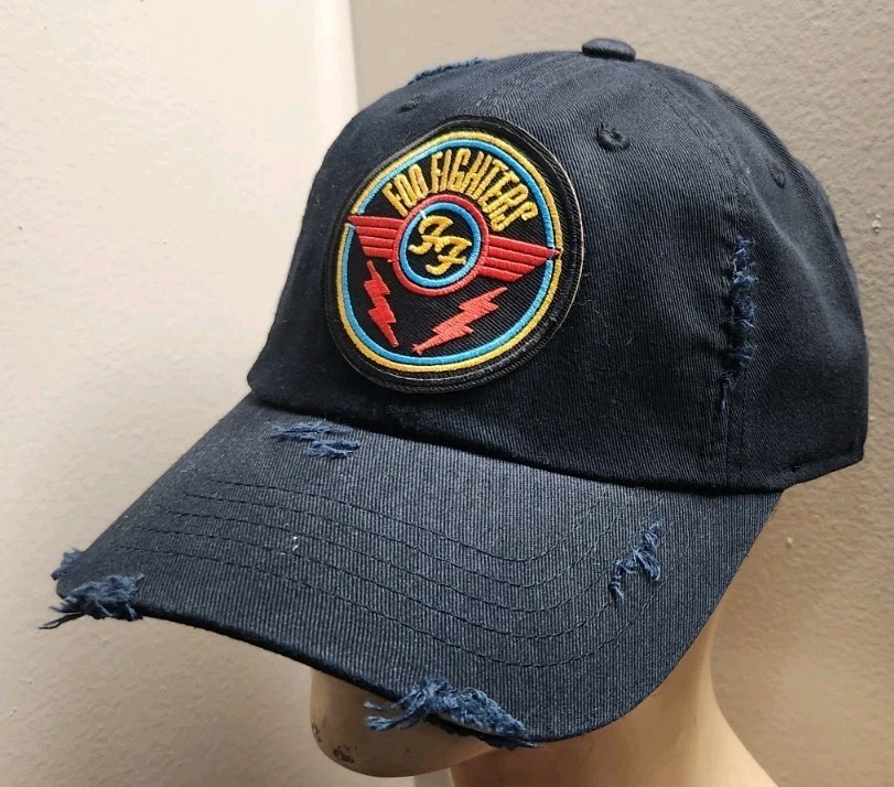 Foo Fighters Hat Low Distressed Adjustable Buckle Black Hat