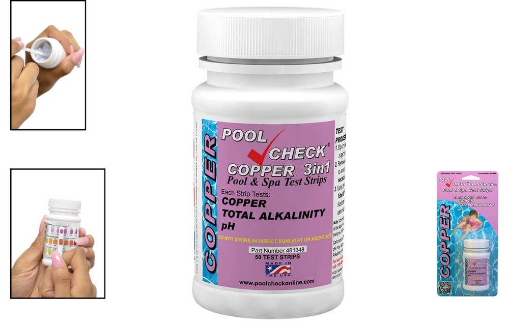 Effortless Pool Water Testing: Copper & pH Strips with Fast Color Matching Guide