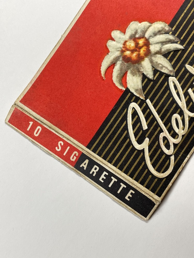 C) VTG Empty Cigarette Pack Thin Cardboard Label Wrapper Box EDELWEISS Italy