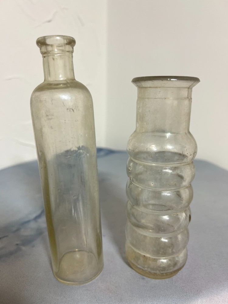 2 Old Clear Glass Bottles  # 139