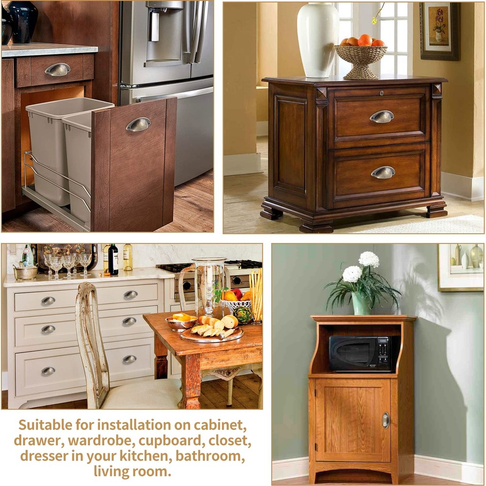 Bivethoi 20 Pack Cabinet Bin Cup Pulls Antique Bronze Half Moon Drawer