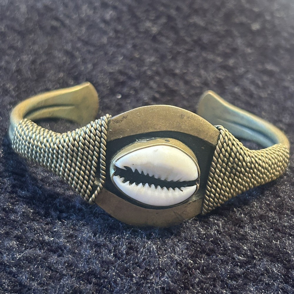 Brass Bracelet Handmade & Signed with Cowry shell
