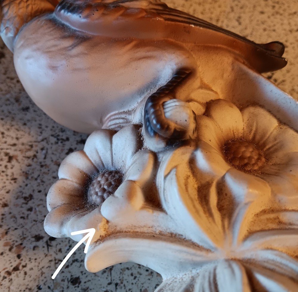 Vintage Brown Ceramic Parrot Figurine