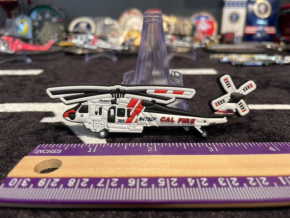 Cal Fire Firehawk Helicopter morale patch backing 3D pvc