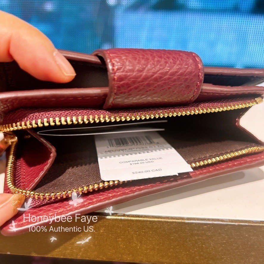 NWT Coach Medium Corner Zip Wallet CBO41 Dark Wine