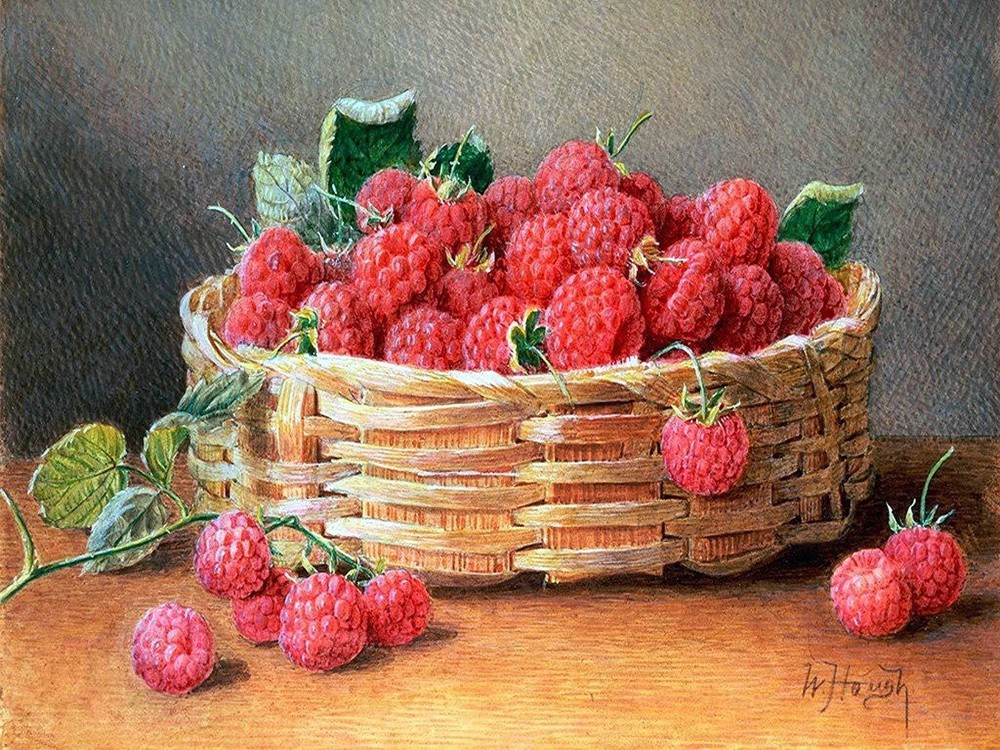 raspberries basket by W. Brown Tile Mural Kitchen Wall Backsplash Ceramic 10x8