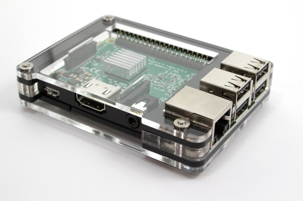Zebra Slim Case (Black Ice) ~ for Raspberry Pi 3B+, 3, Pi 2, Pi B+ from C4Labs