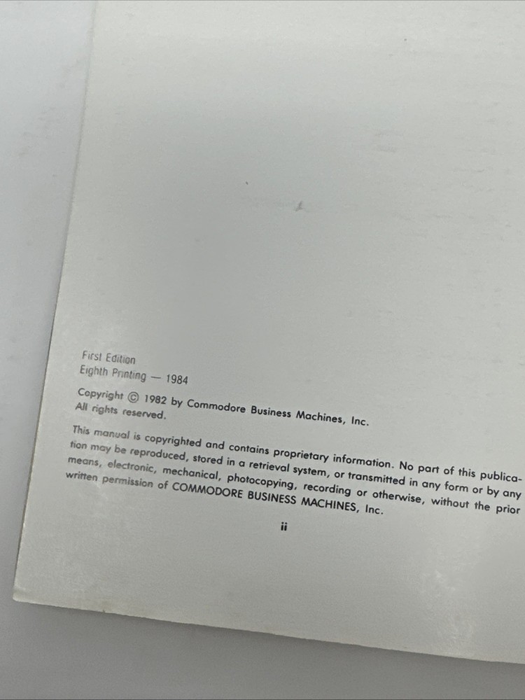 Vintage Commodore 64 User's Guide Book First Edition 1984 Eighth Printing