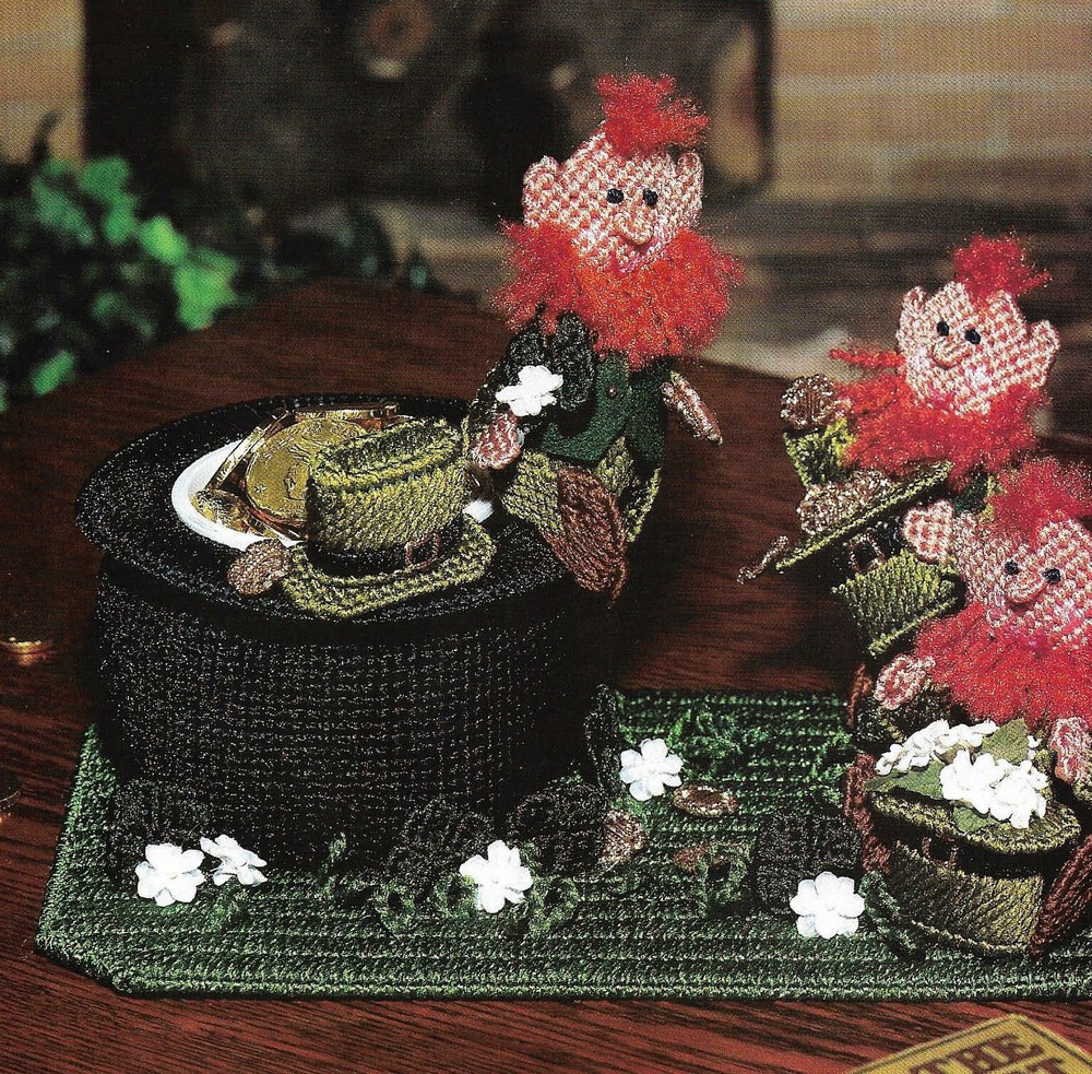 LEPRECHAUN PARTY ST PATRICK'S DAY CENTERPIECE PLASTIC CANVAS PATTERN INSTRUCTION