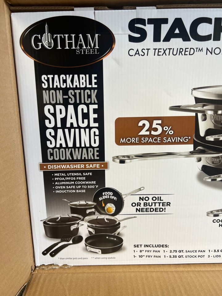 Gotham Steel STACKMASTER Pots Non-Stick 10 Piece Cookware Set