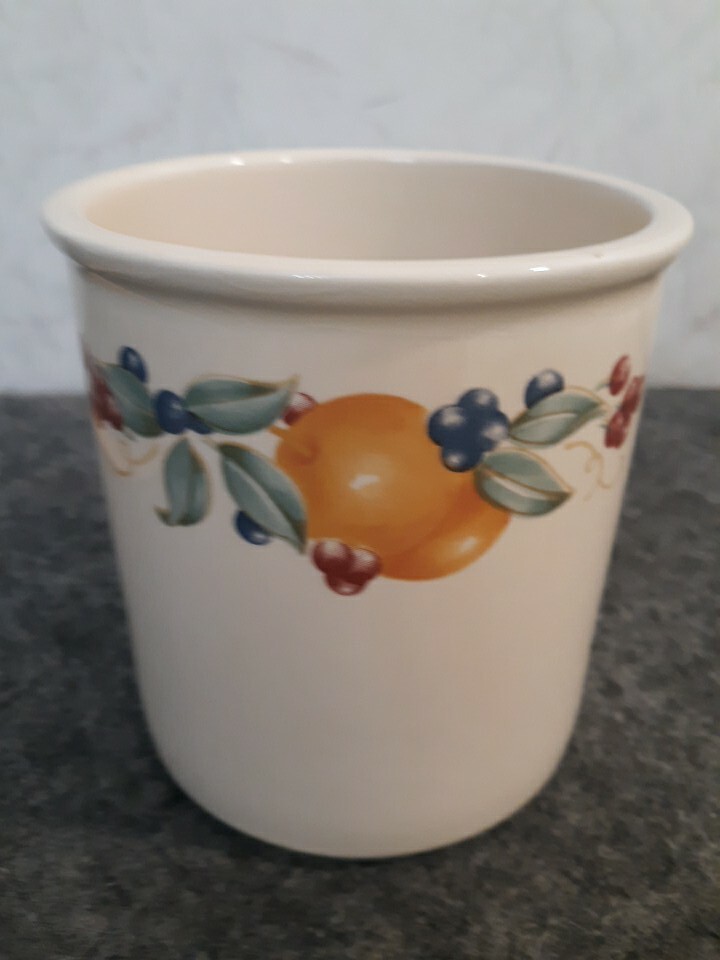 Corelle Abundance Fruit Pattern Utensil Holder Crock 5 " Tall