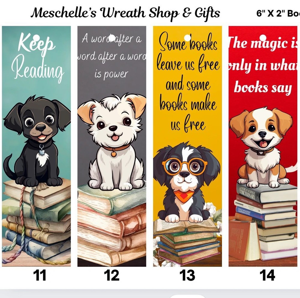 Dog with Books Themed Bookmarks
