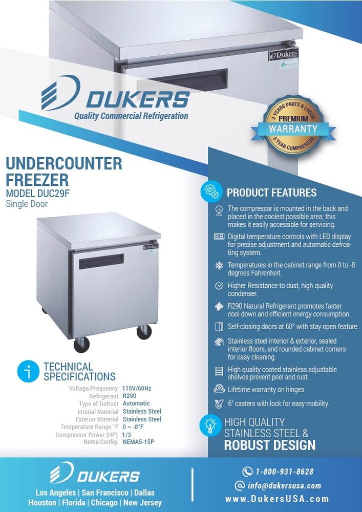 DUKERS DUC29F, 1-Door UNDER COUNTER FREEZER